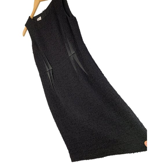 Armani Collezioni Black Boucle Sleeveless Sheath Dress Size 6 Wool Satin Darts - Picture 8 of 12